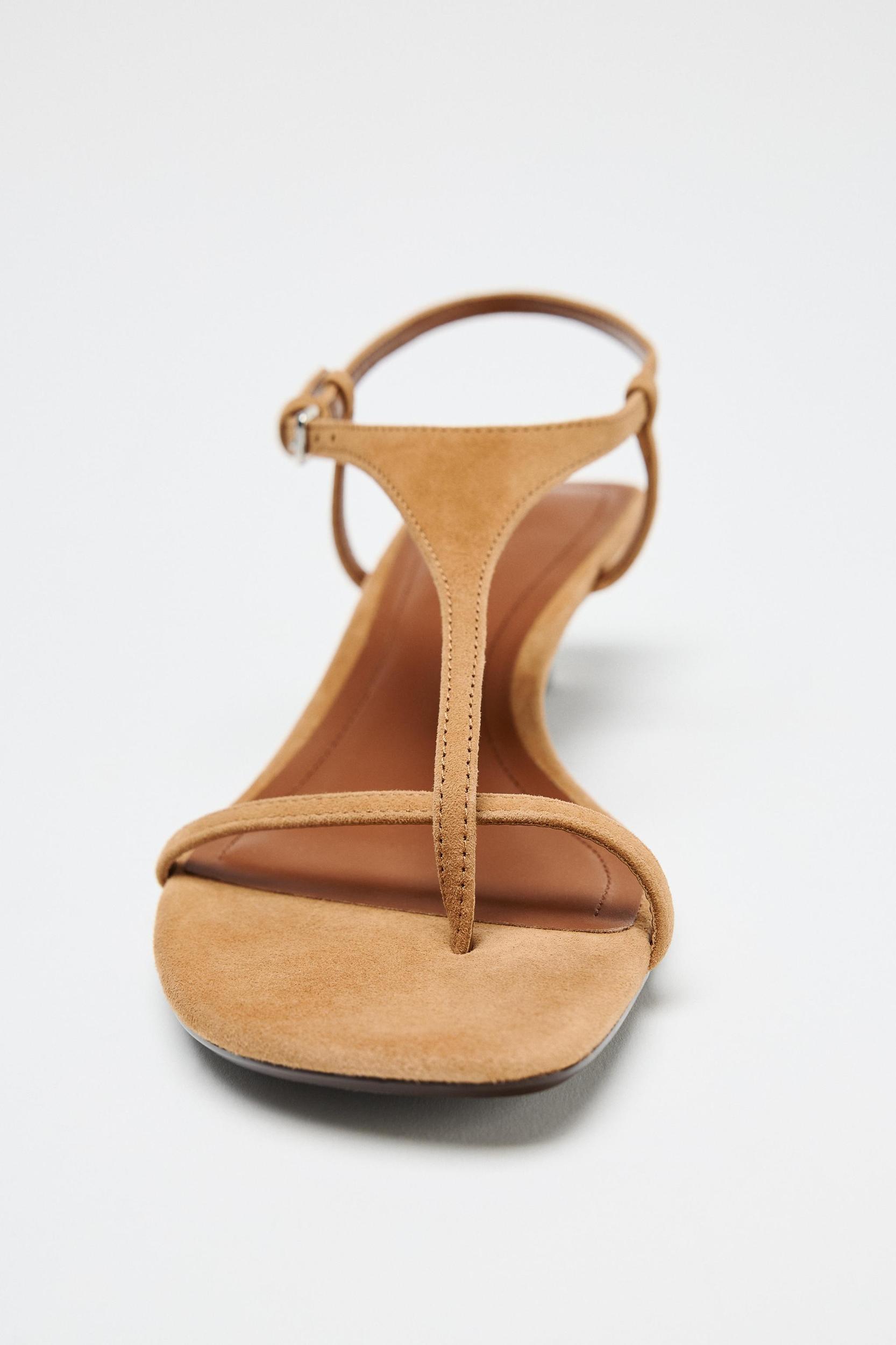 SUEDE KITTEN HEEL SANDALS Product Image