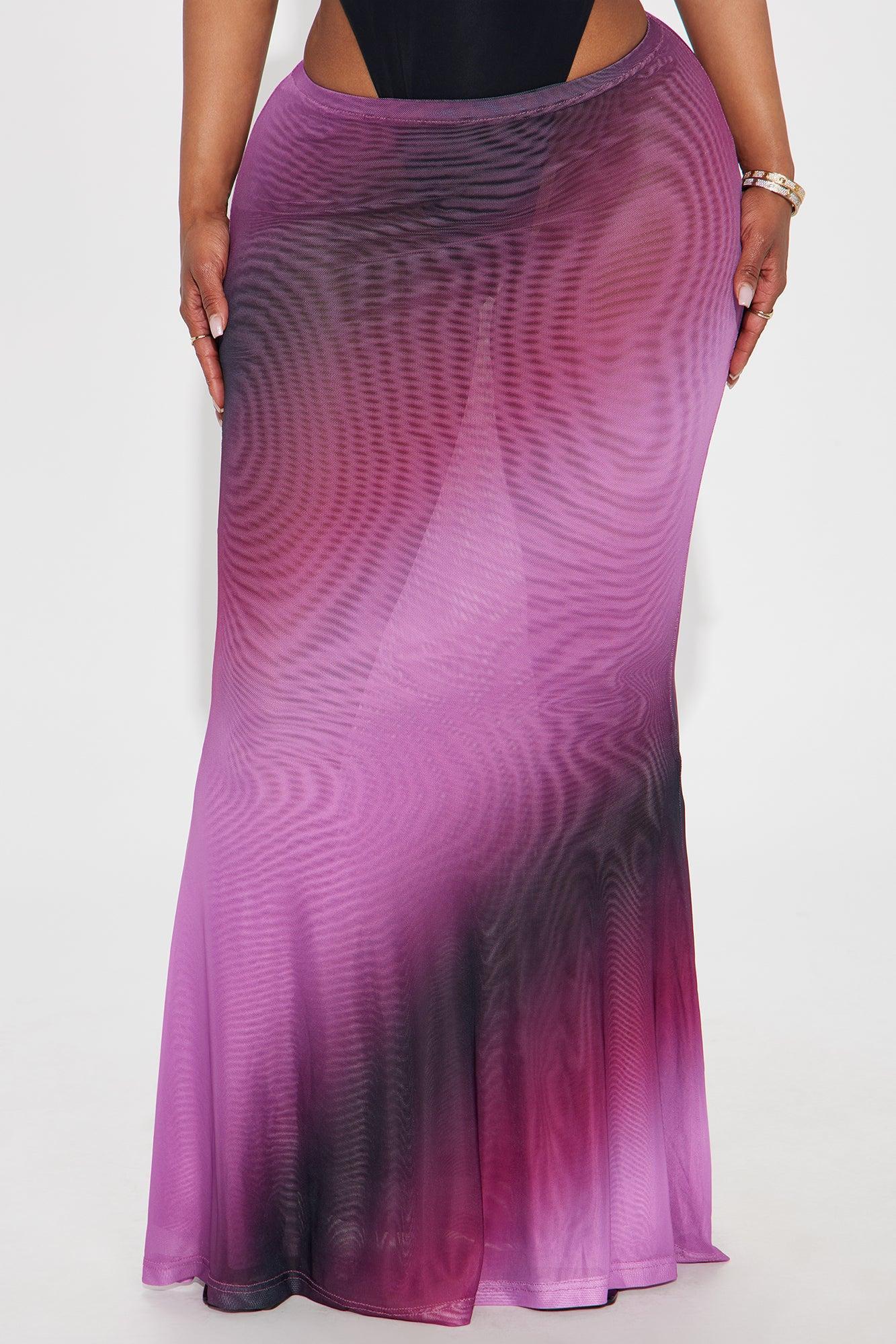In A Haze Ombre Mesh Maxi Skirt - Purple Product Image