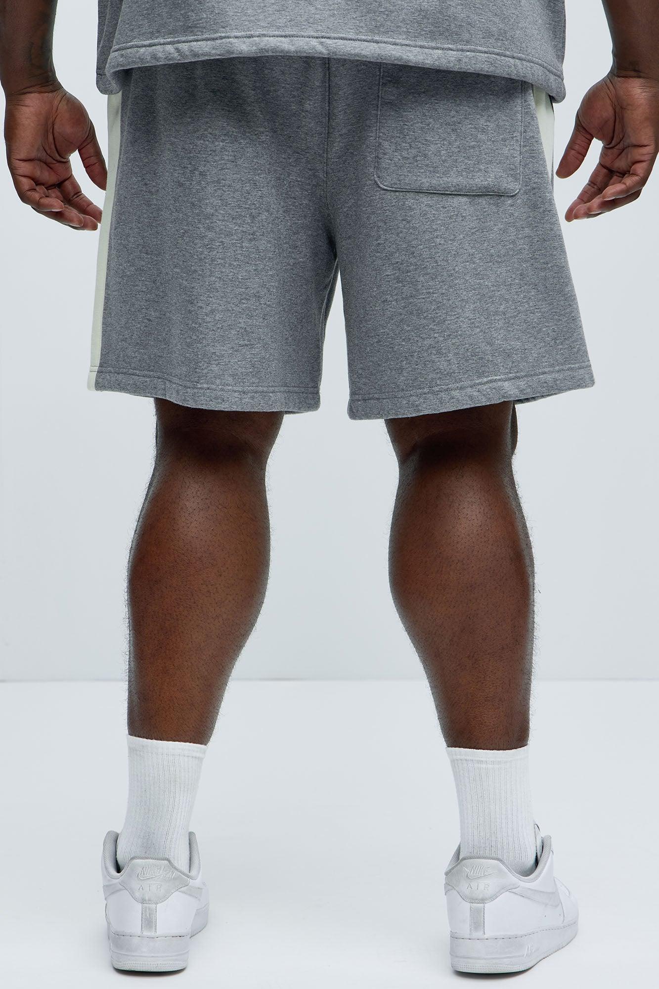 Tyson Oversized Heavyweight Striped Shorts - Heather Grey Product Image