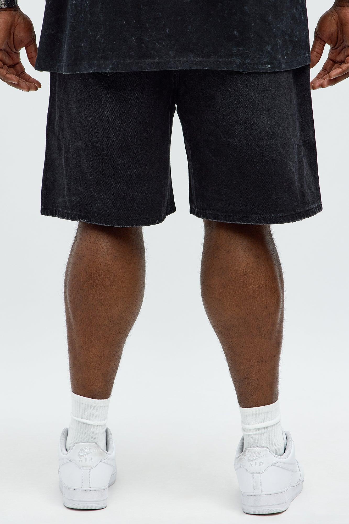 Relaxed Studded Spider Denim Shorts - Black Wash Product Image