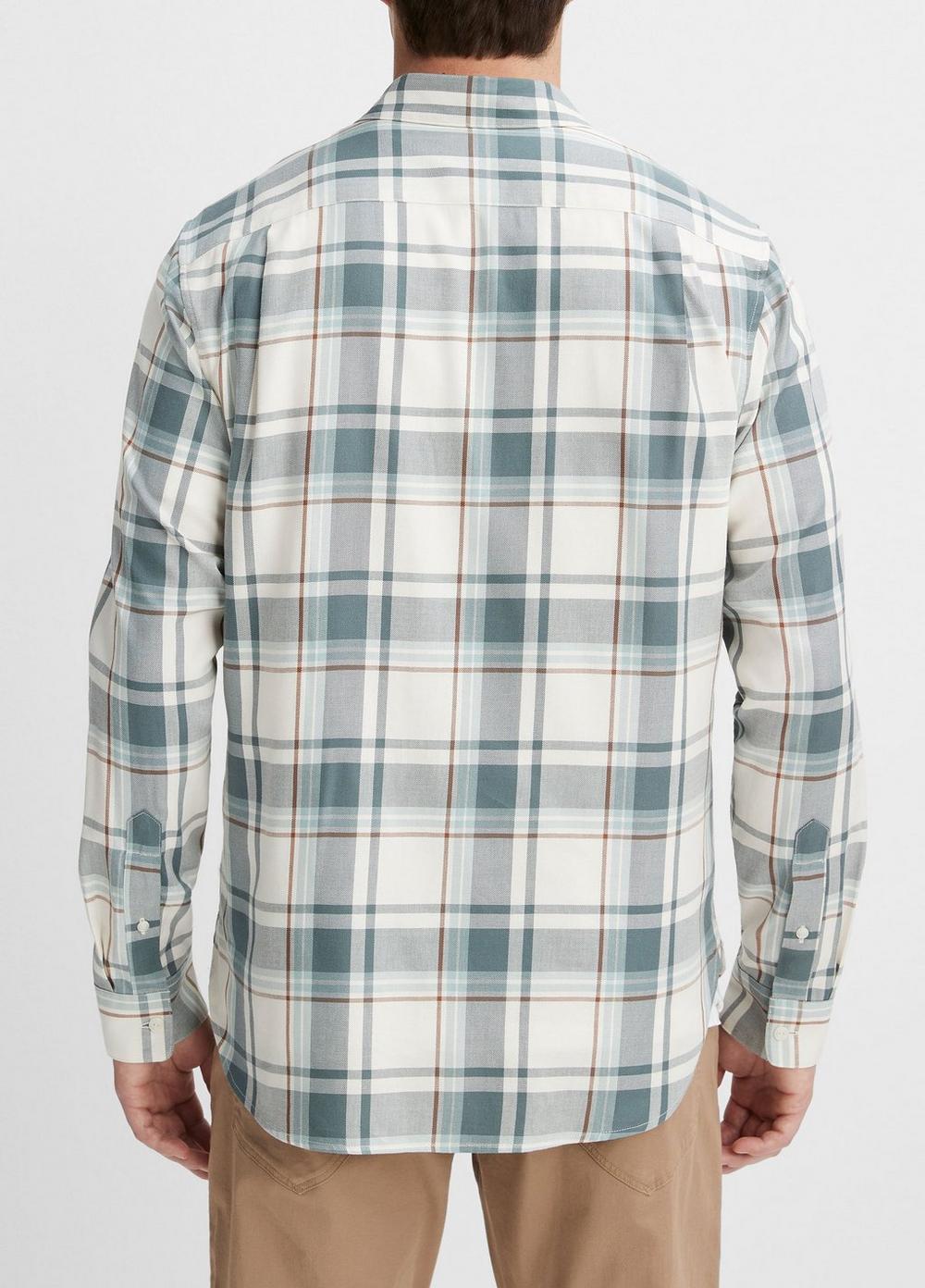 Mens Manchester Plaid Shirt, Bone/dusty Teal, Size M Vince Product Image
