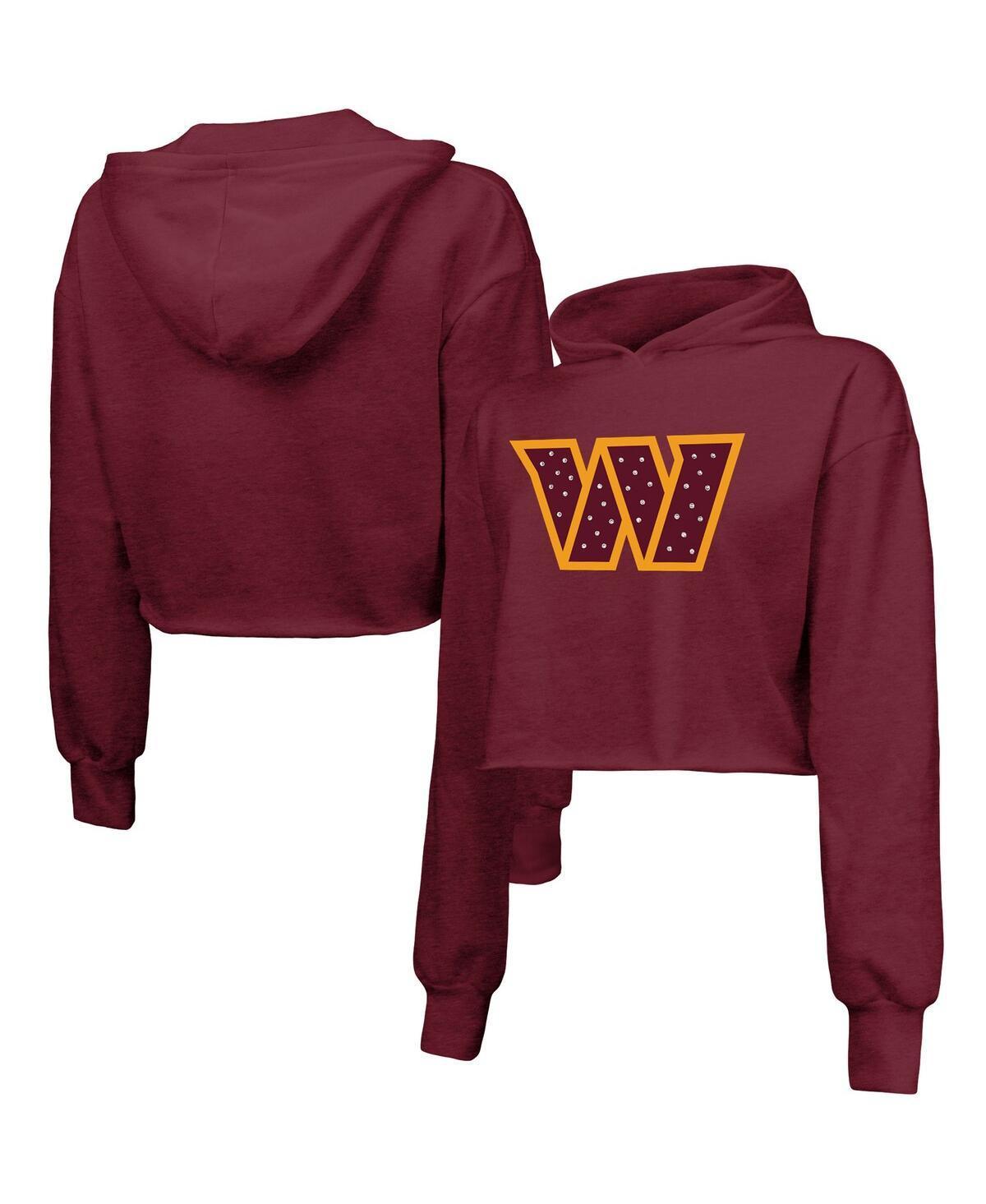 Women's Majestic Threads Burgundy Washington Commanders Bling Tri-Blend Cropped Pullover Hoodie, Size: XL, Wft Med Re Product Image