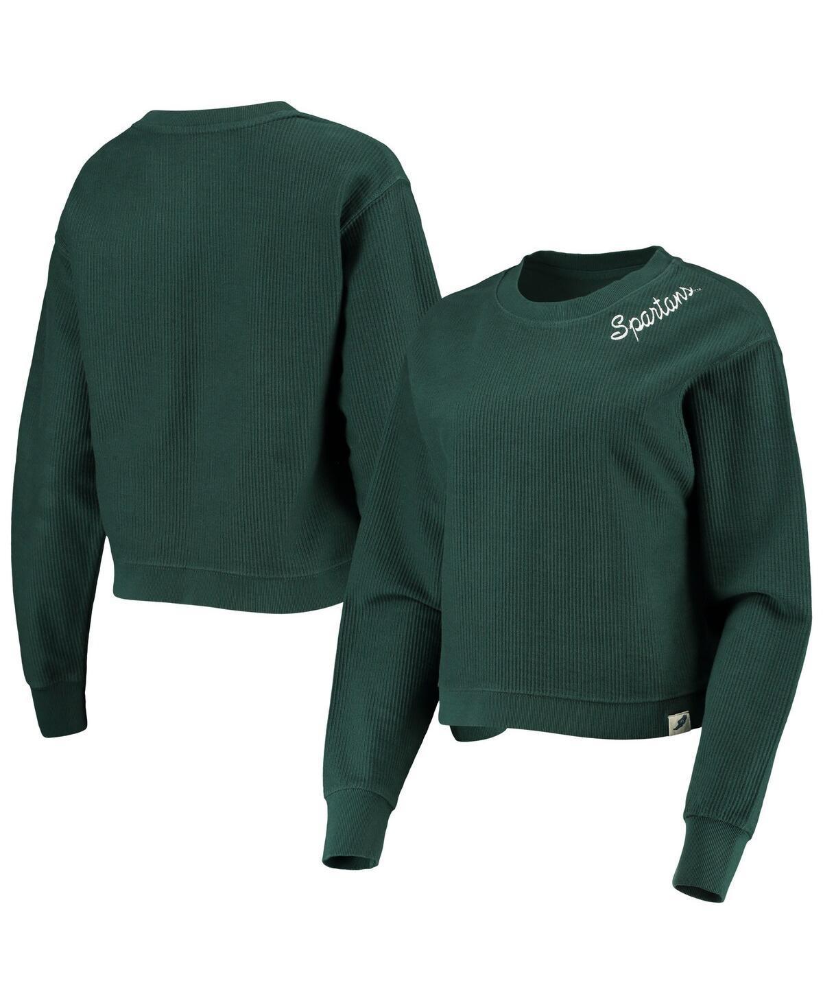 Womens League Collegiate Wear Michigan State Spartans Corded Timber Cropped Pullover Sweatshirt Product Image