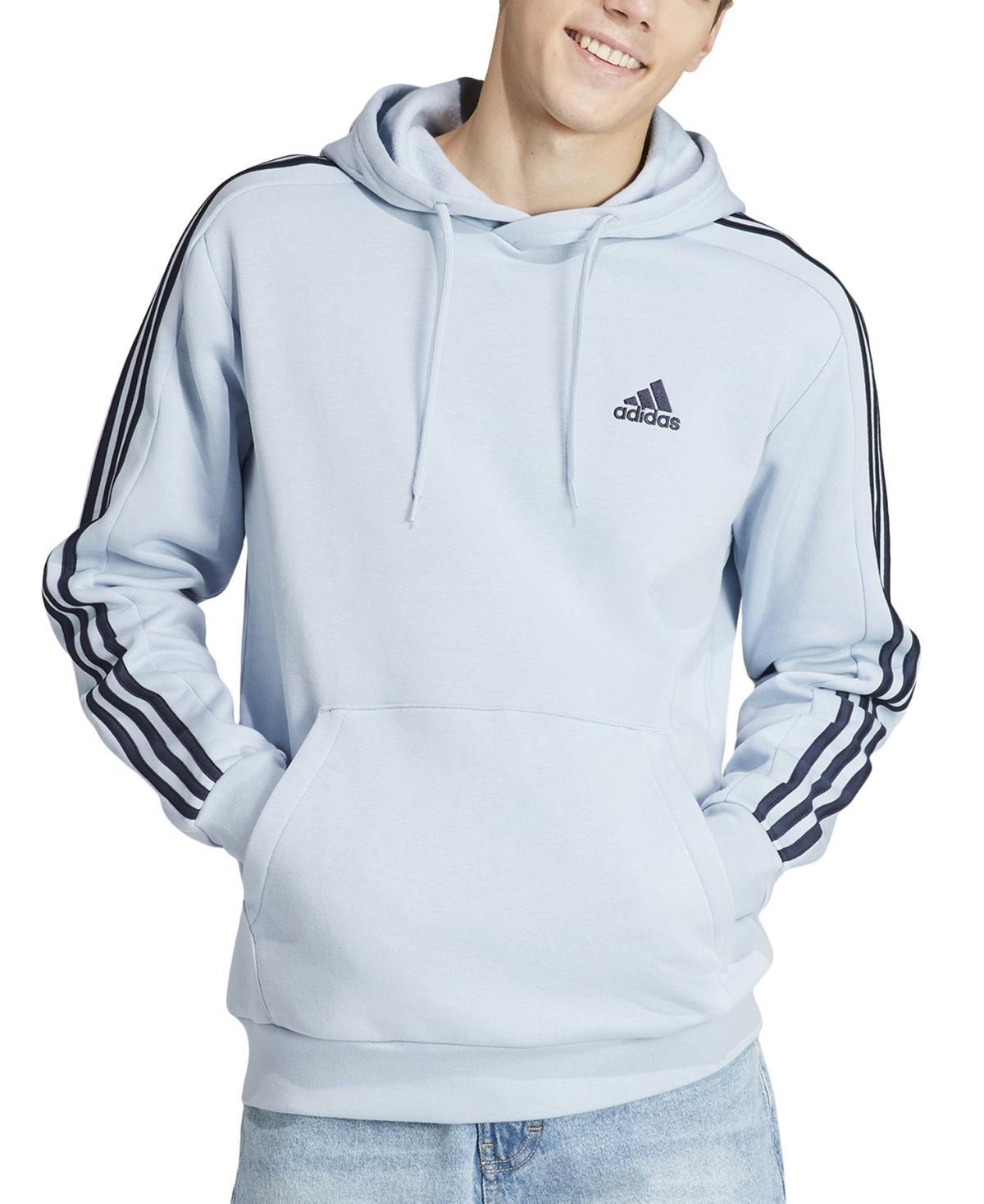 Mens adidas Essentials Fleece 3-Stripes Hoodie Medium Gray Grey Product Image