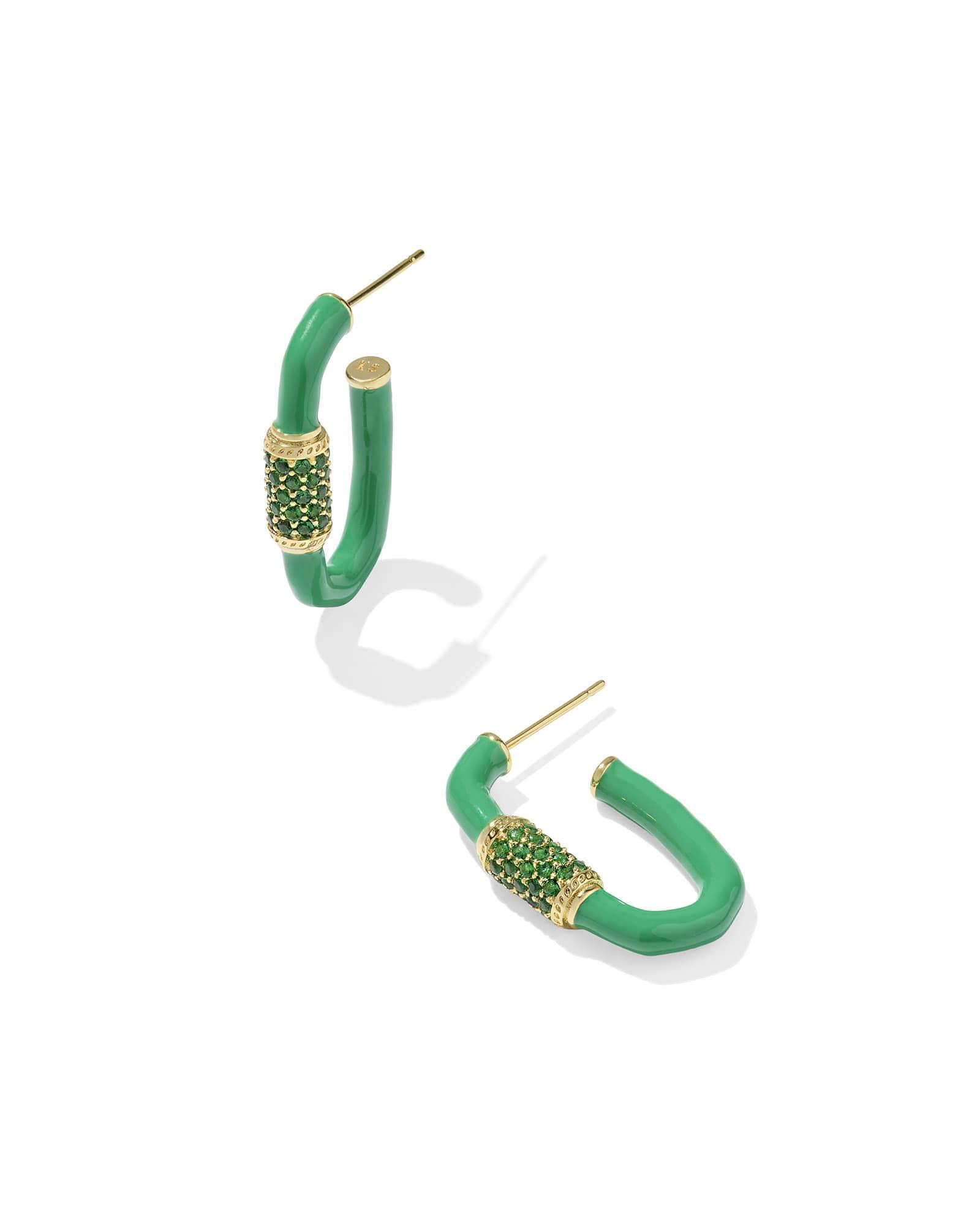 Emery Gold Enamel Hoop Earrings Product Image