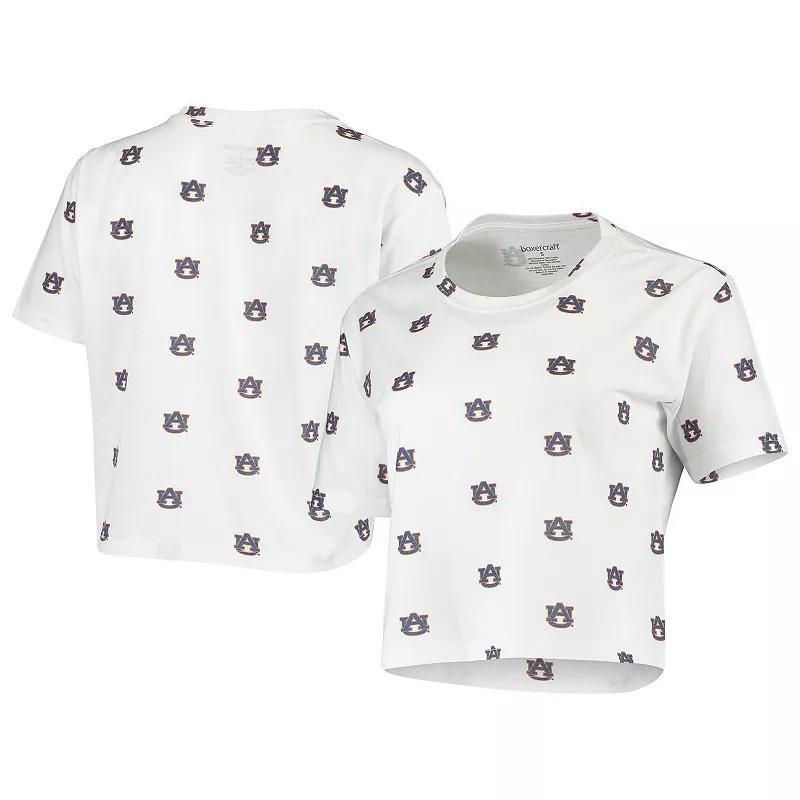 Women's White Auburn Tigers Cropped Allover Print T-Shirt, Size: 2XL Product Image