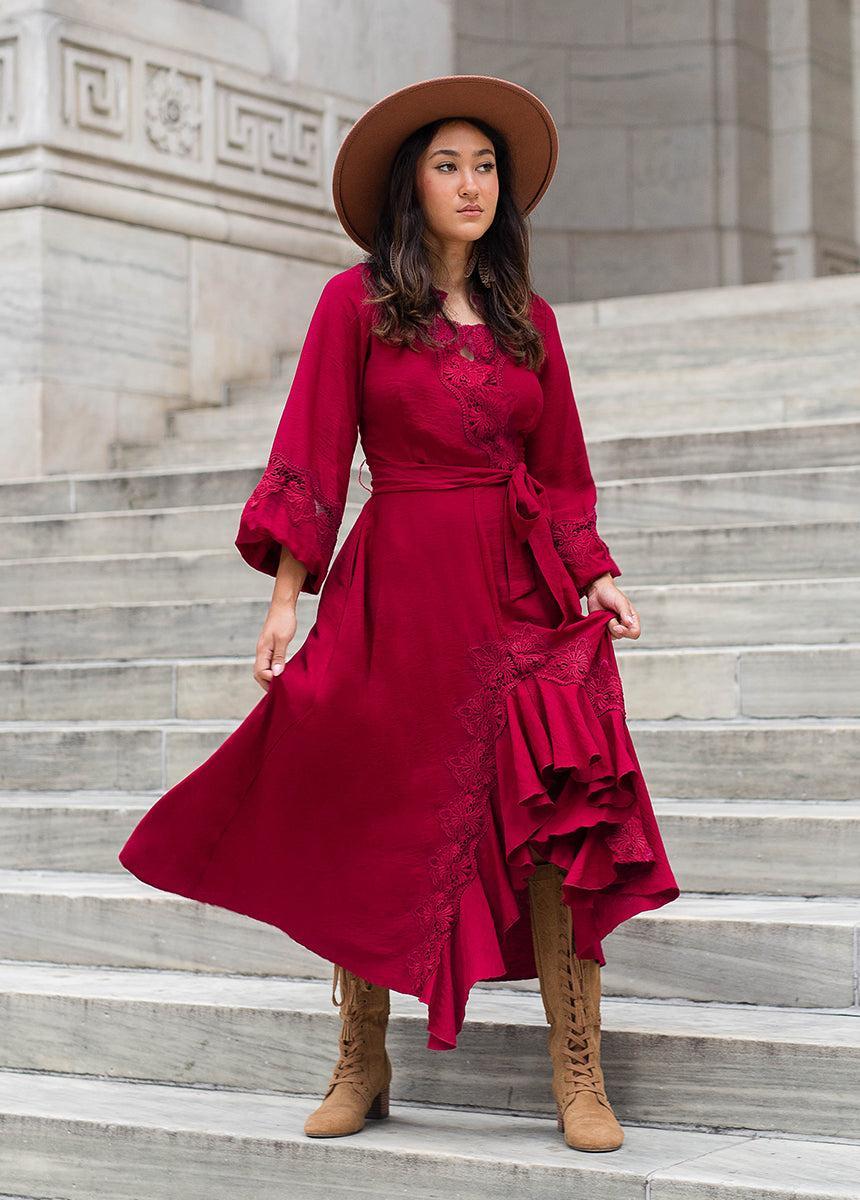 Felicite Dress in Wine Female Product Image