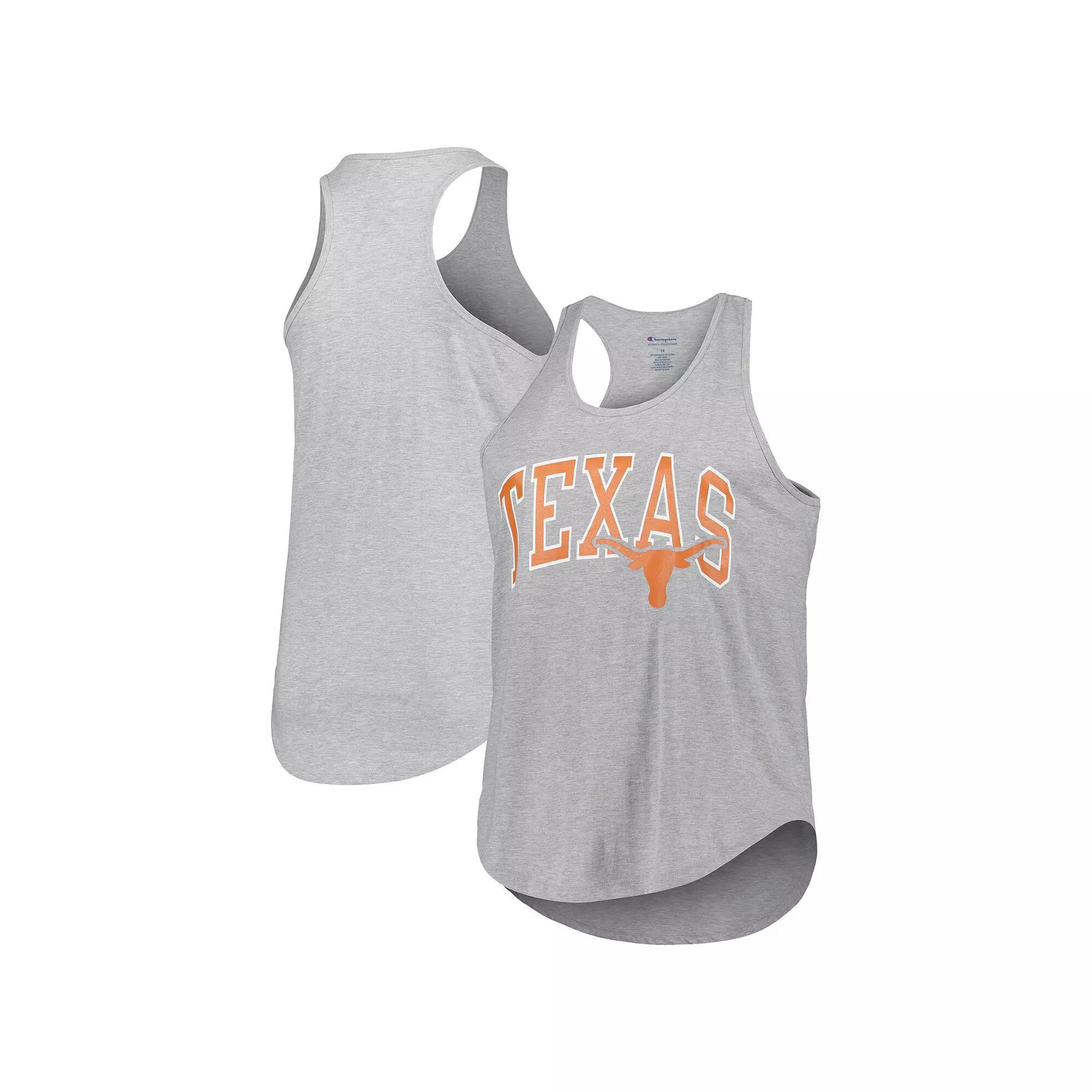 Women's Profile Heather Gray Texas Longhorns Arch Logo Racerback Scoop Neck Tank Top, Size: 4XL, Grey Product Image