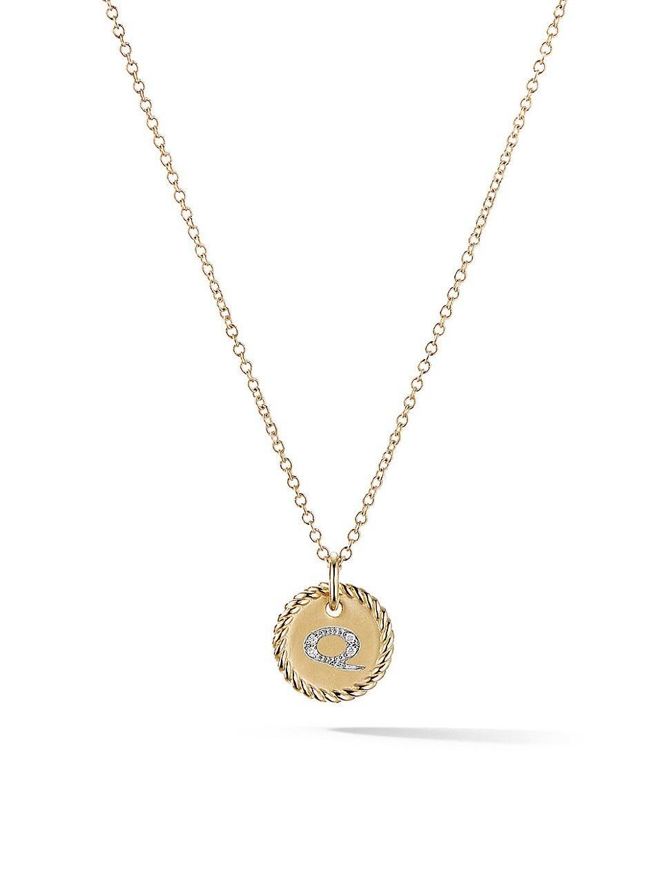 David Yurman Cable Collectibles Initial Pendant with Diamonds in Gold on Chain, 16-18 Product Image