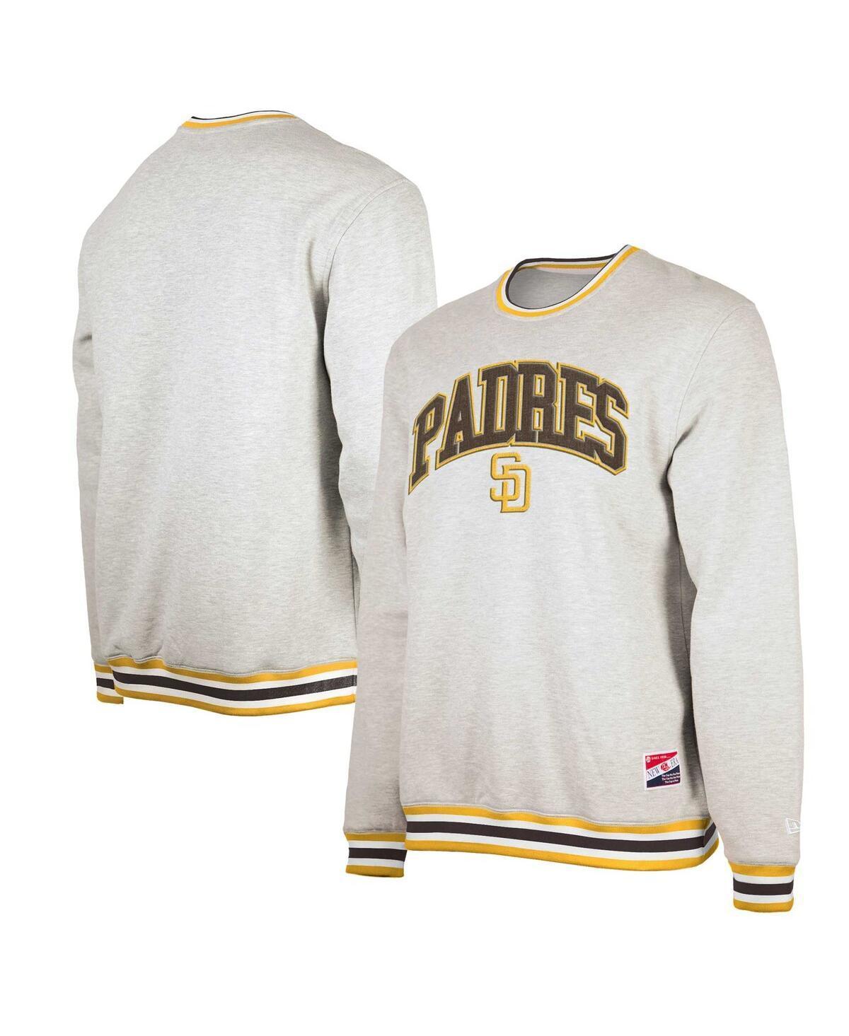 Men's New Era Heather Gray San Diego Padres Throwback Classic Pullover Sweatshirt, Size: 3XL, Grey Product Image