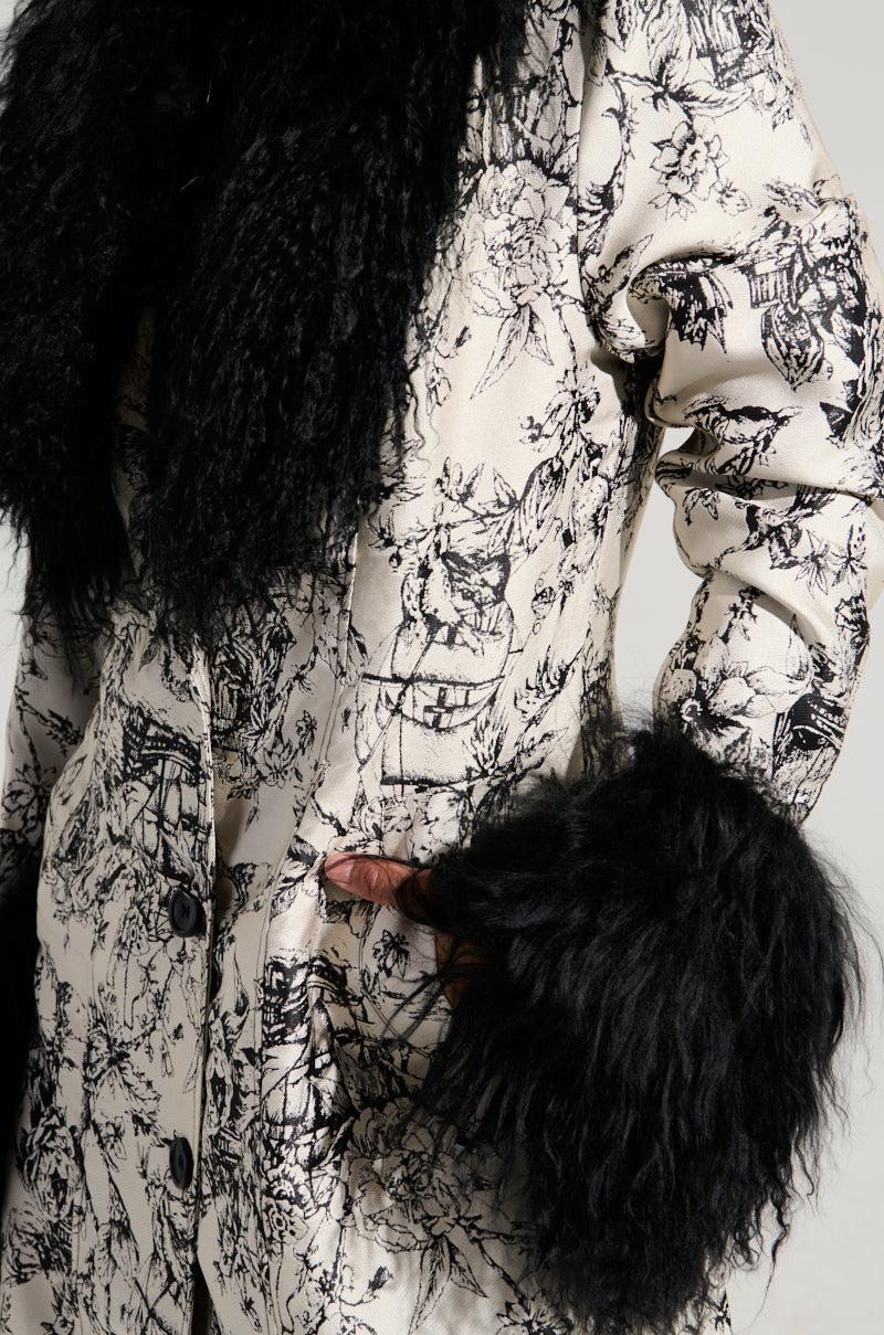 TALULAH REMOVABLE FUR TRIM TRENCH IN IVORY MULTI Product Image