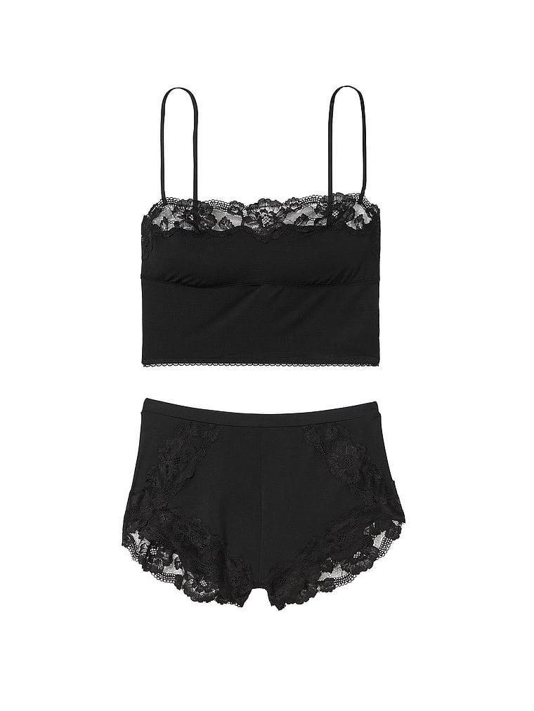 Modal Soft & Lace Trim Straight-Neck Cami Set Product Image