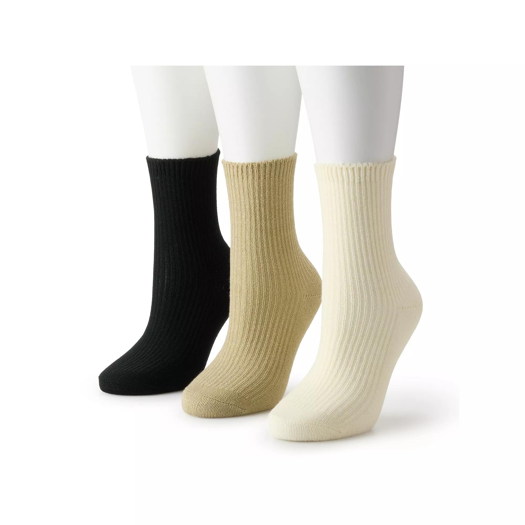Women's GOLDTOE ® 3-pack Ribbed Quarter Socks Set, Size: 6-9, Green Product Image