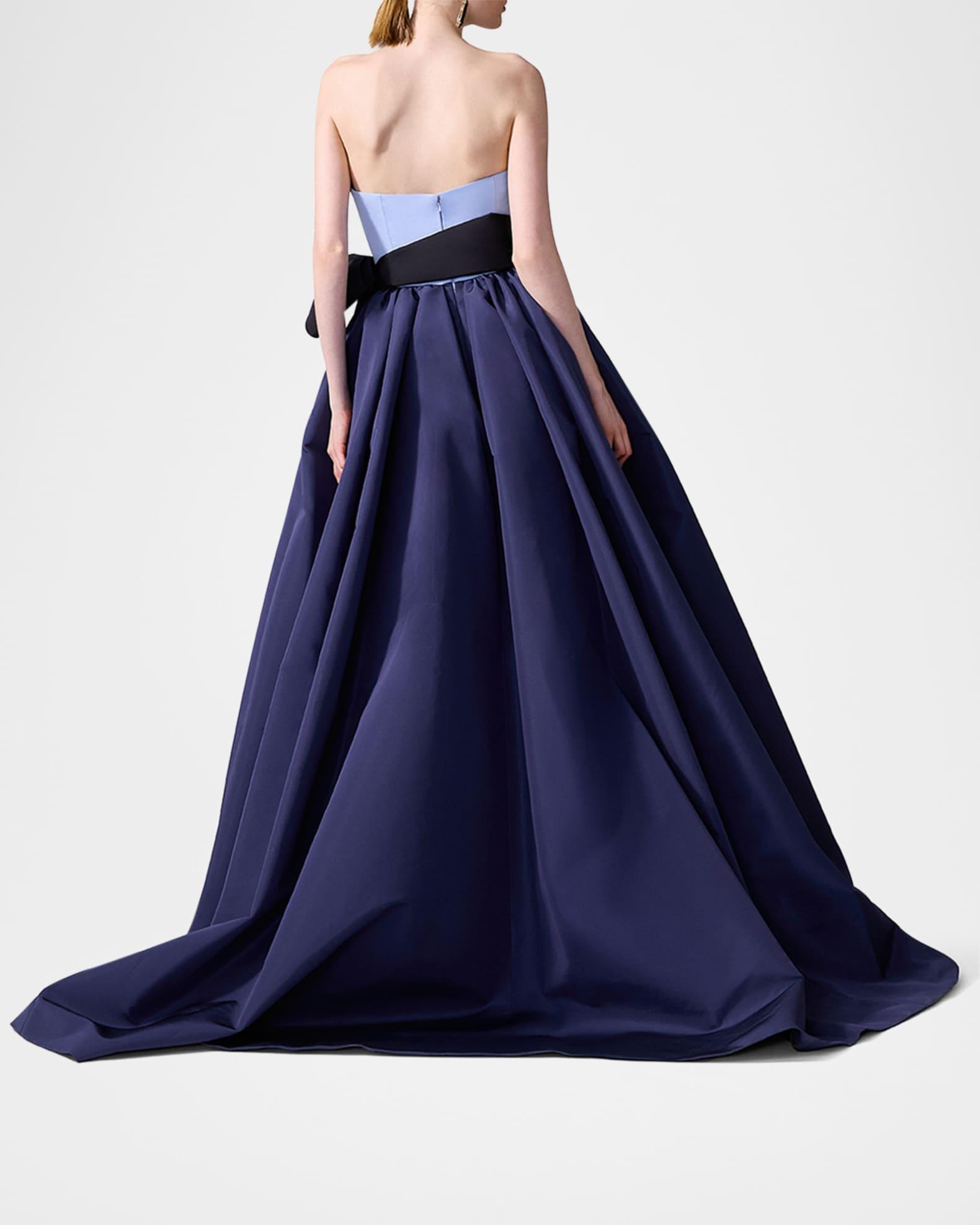 Strapless Colorblock Bow Ball Gown Product Image