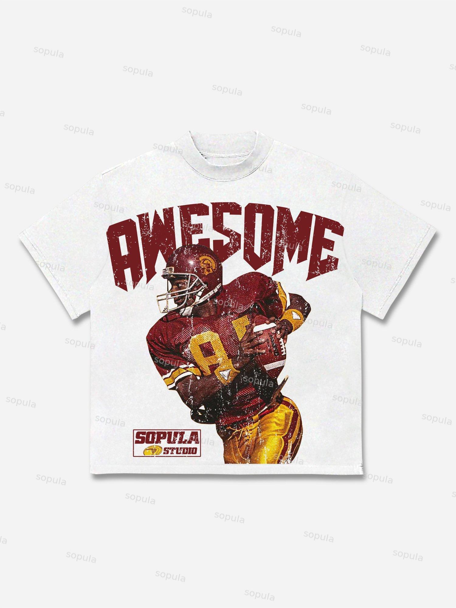 Sopula Awesome Rugby Player Graphic Print Cotton T-shirt Product Image