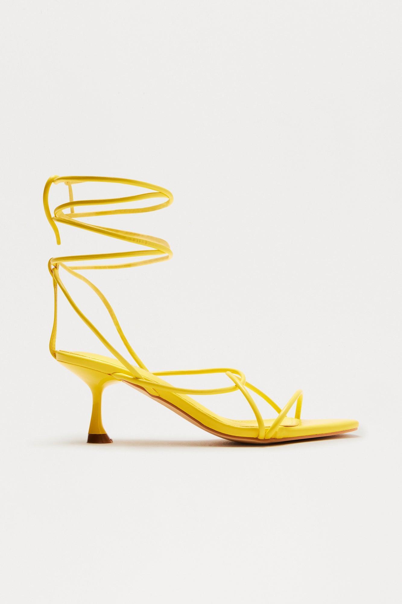 Zamie Wrap Up Heels - Yellow Product Image