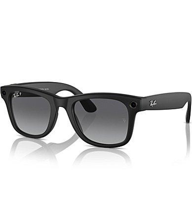 Ray-Ban Unisex Ray-Ban Meta Smart Glasses Wayfarer Large 53mm Transparent Polarized Sunglasses - Matte Jeans/Dusty Blu Product Image