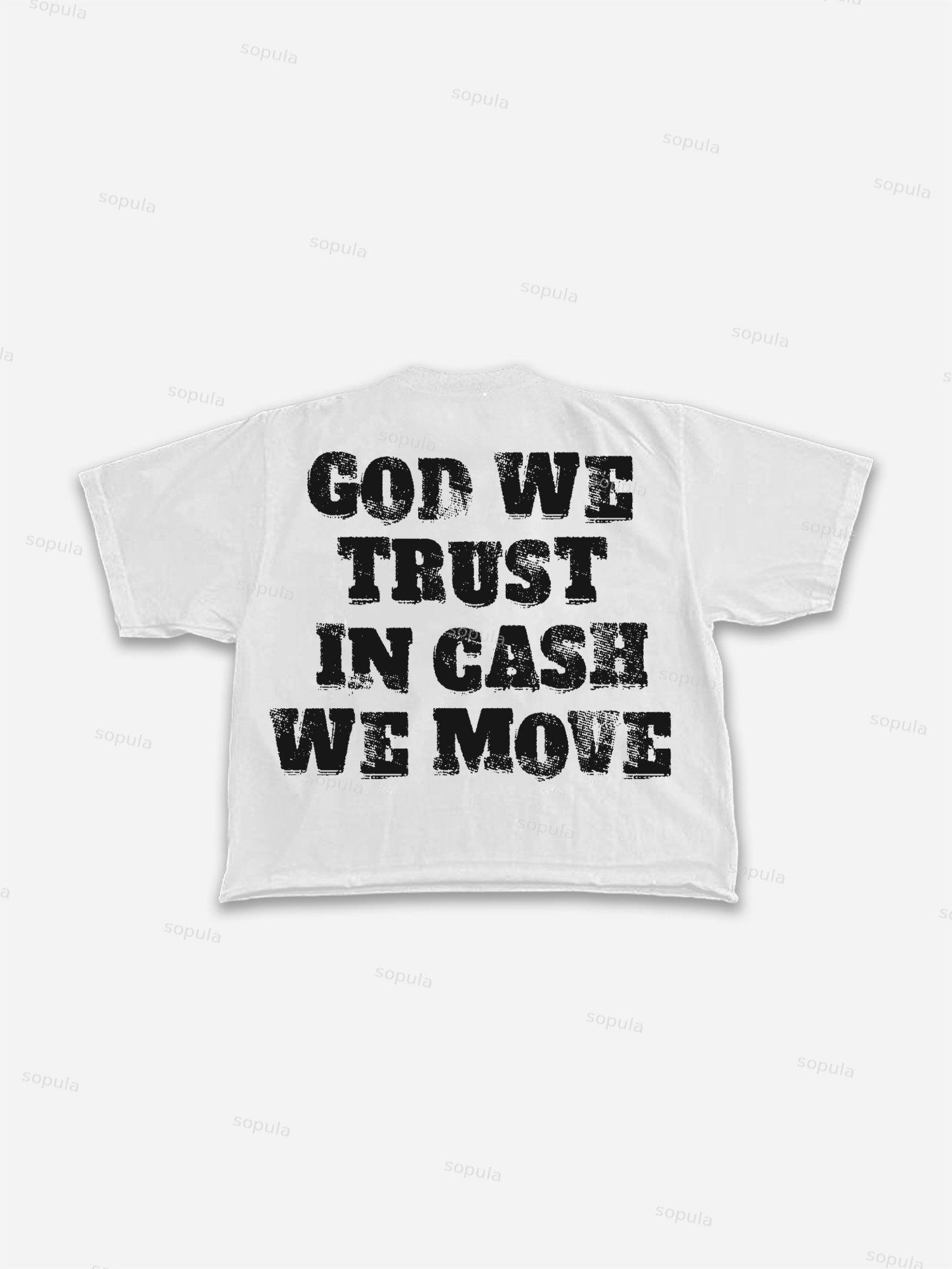 We Believe In God, We Rely On Cash Vintage Graphic Cropped T-shirt Product Image