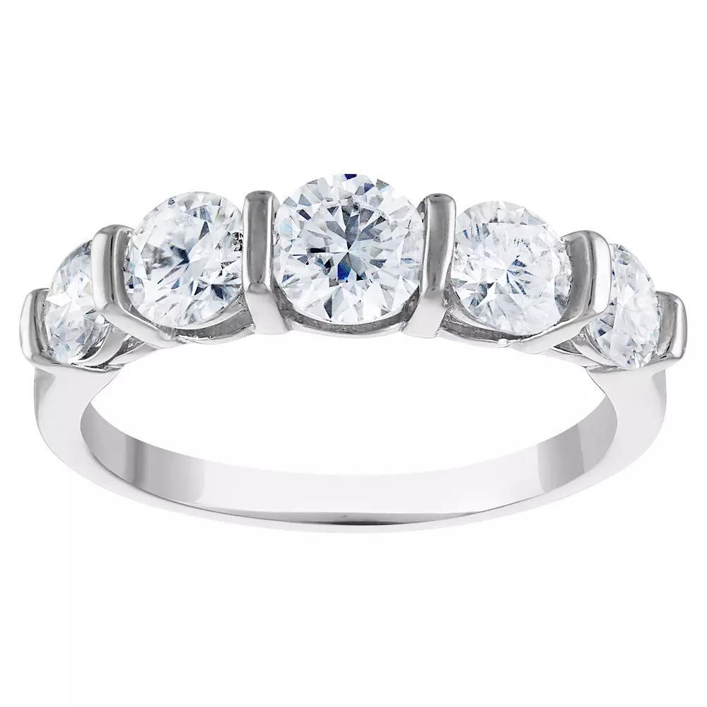 White Lotus Sterling Silver 2 1/3 Carat T.W. Lab-Created Moissanite Engagement Ring, Women's, Size: 5 Product Image