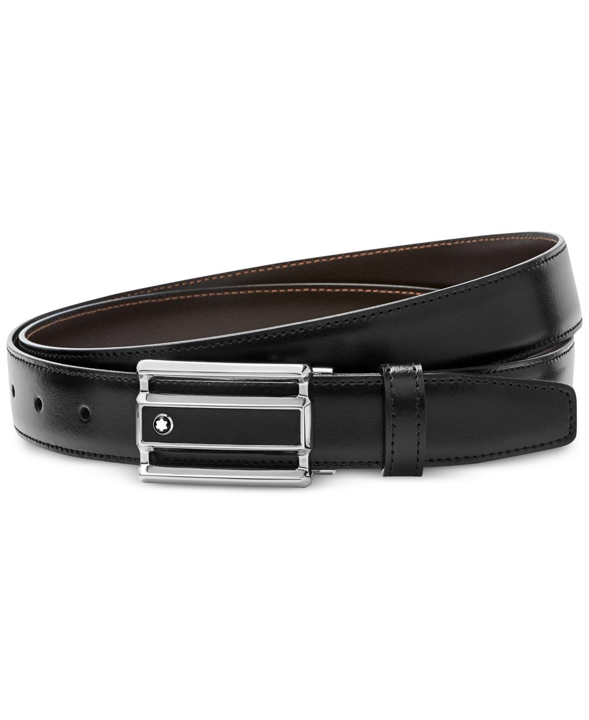 Montblanc Mens Cut Out Black Buckle Reversible Belt Product Image