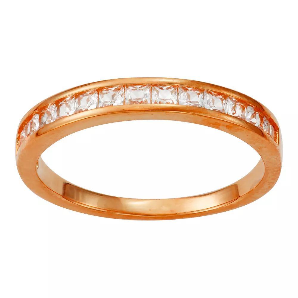Designs by Gioelli 14k Gold Plated Lab-Created White Sapphire Band, Women's, Size: 7, Pink Tone Product Image
