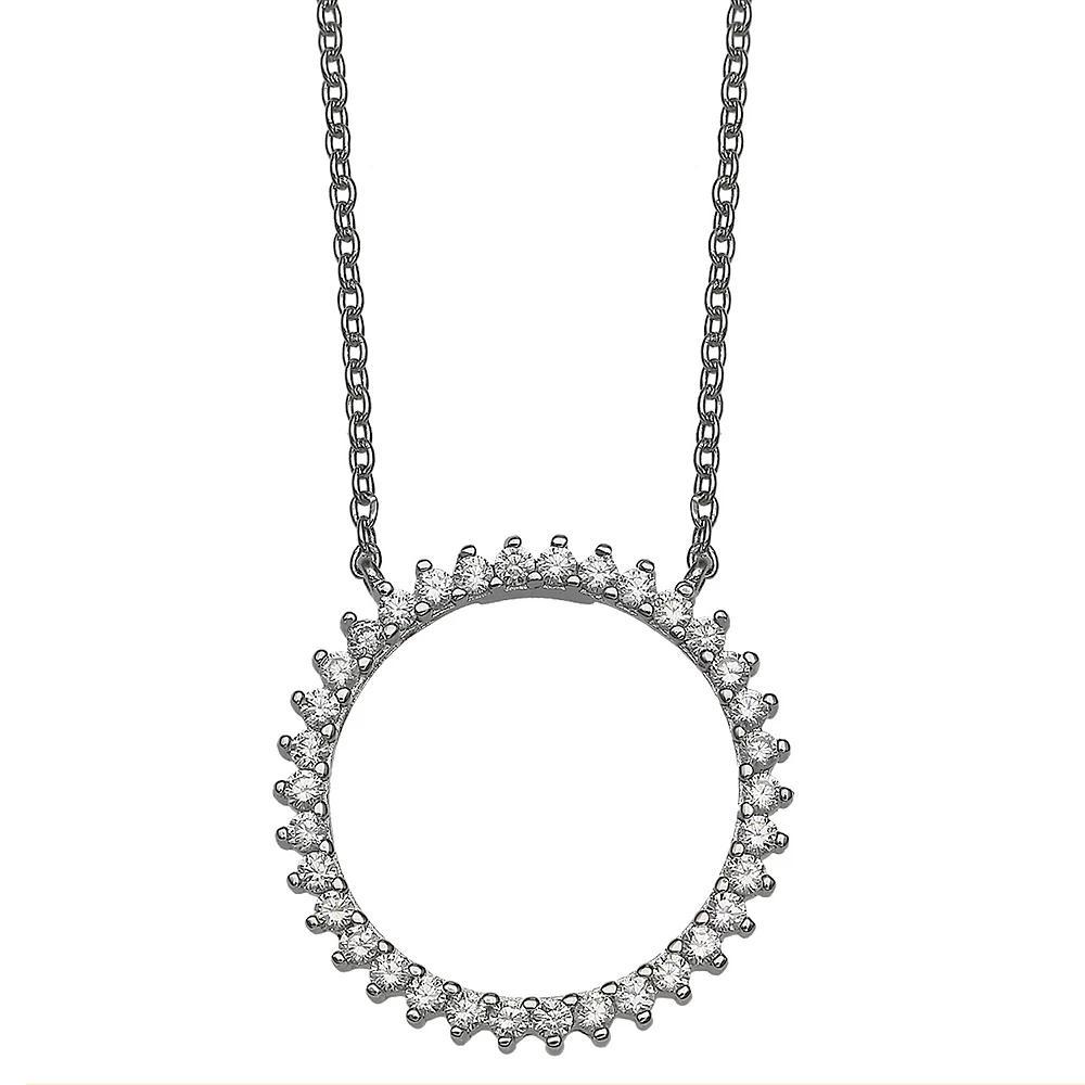 PRIMROSE Sterling Silver Pavé Cubic Zirconia Circle Pendant Necklace, Women's, Size: 18" Product Image