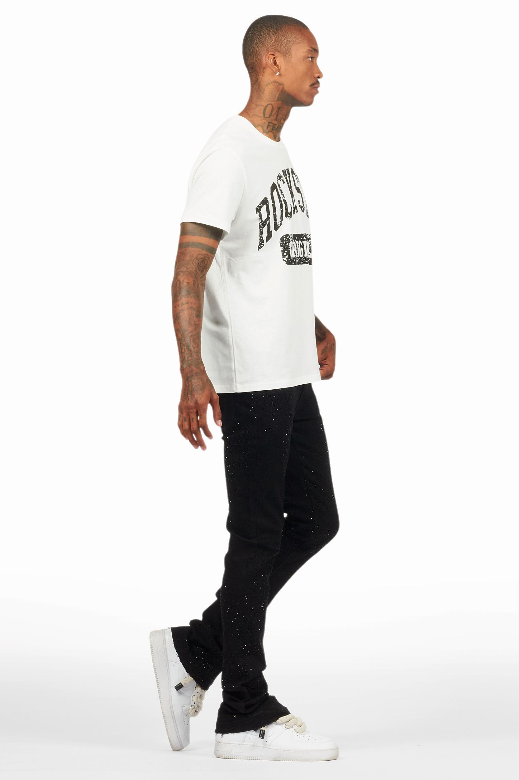 Carti Black Rhinestone Stacked Flare Jean Male Product Image