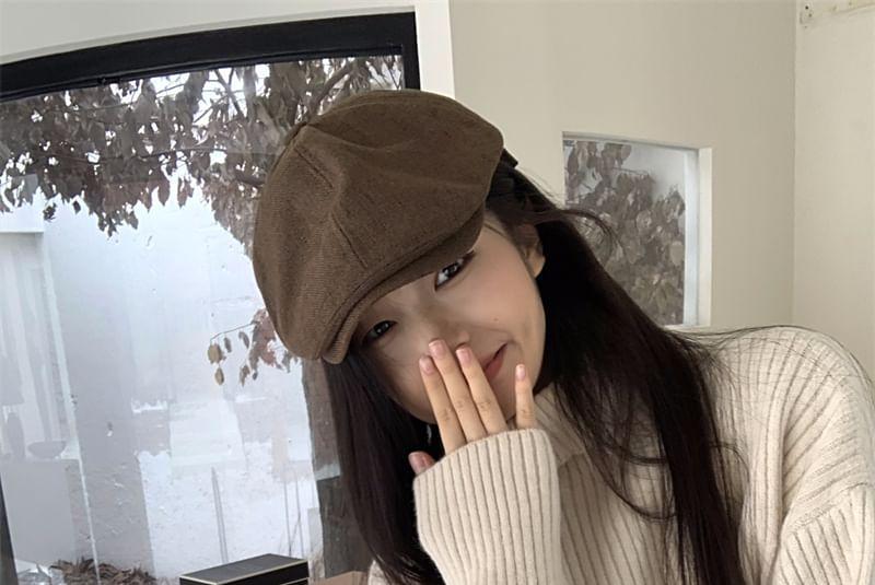Turtleneck Plain Ribbed Sweater Product Image