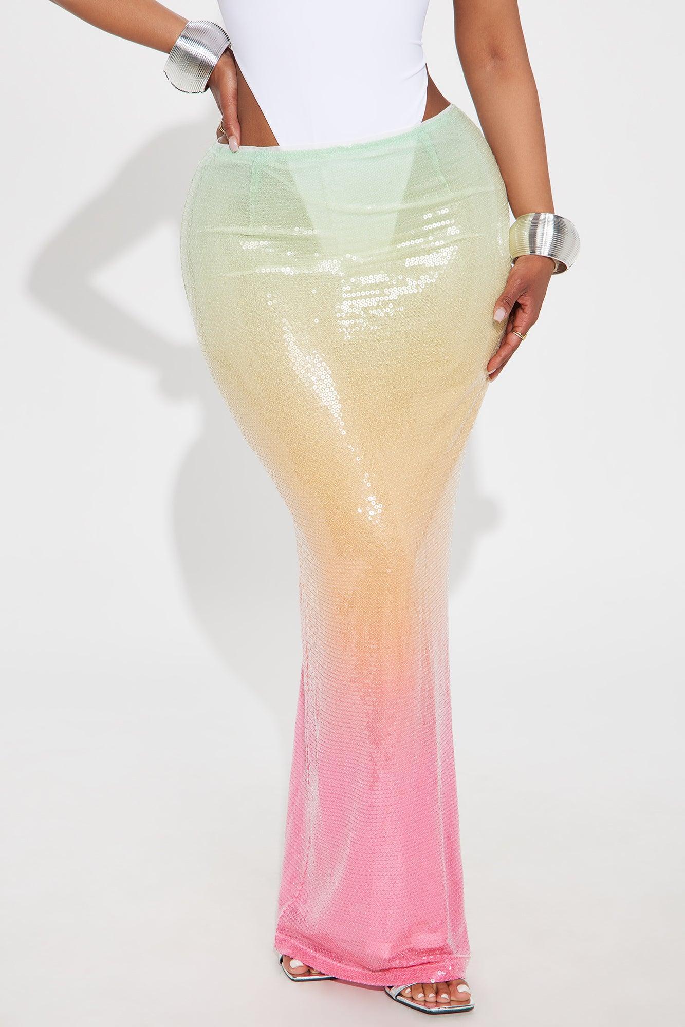 Tequila Sunset Sequin Ombre Maxi Skirt - Multi Color Product Image