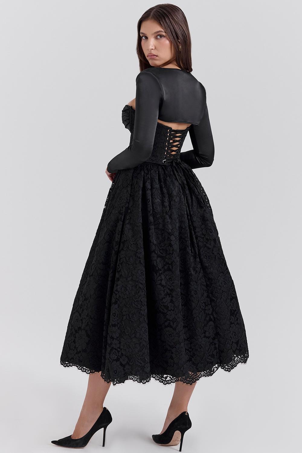 Duchess Black Lace Corset, Skirt and Bolero Product Image