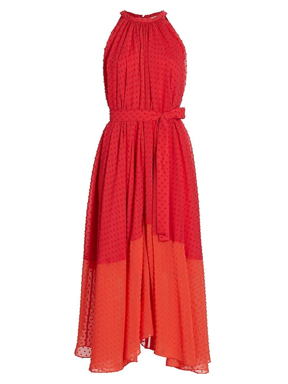 Womens Jeanne ColorblockedTie-Waist Sleeveless Midi-Dress Product Image