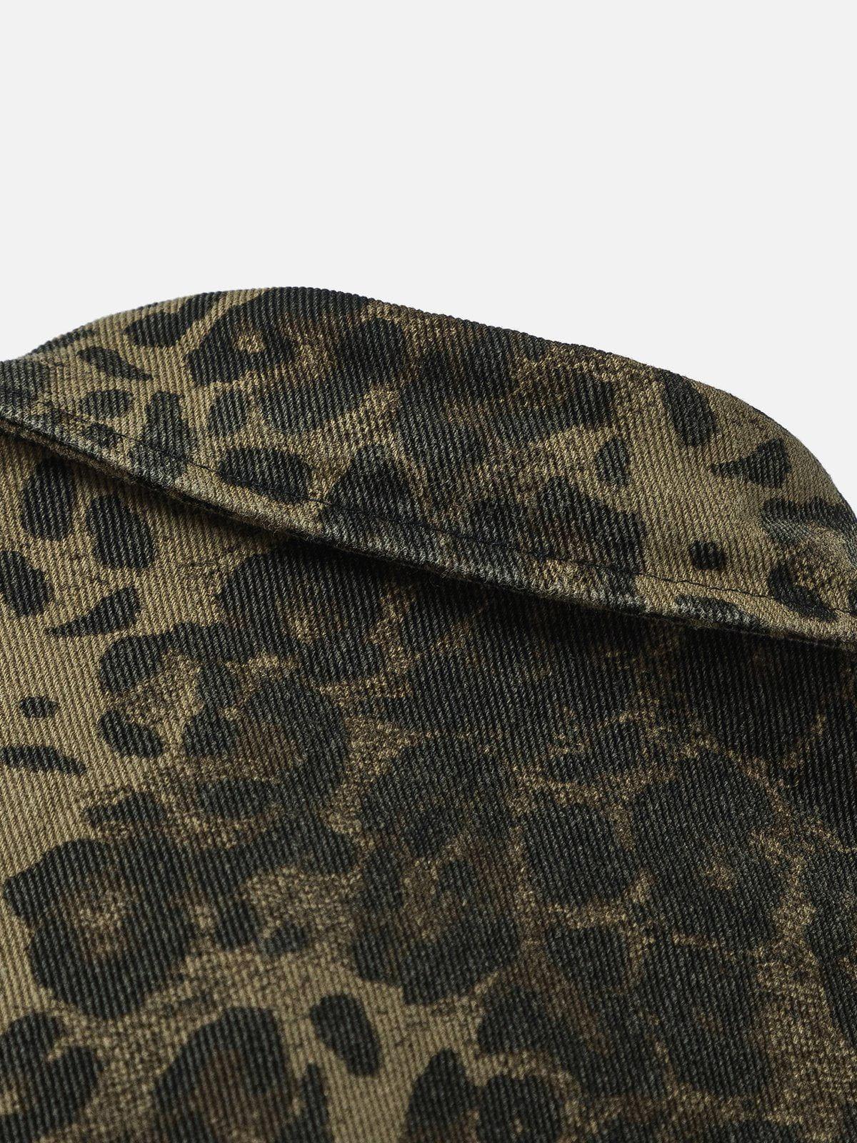 Aelfric Eden Grey Leopard Print Long Sleeve Shirt Product Image