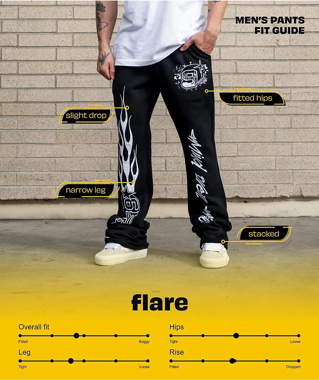 Ninth Hall Race Black Signal Stacked Flare Sweatpants Product Image