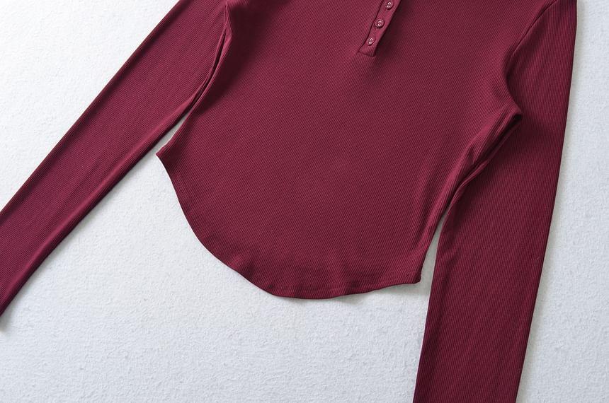 Long-Sleeve Plain Polo Shirt Product Image