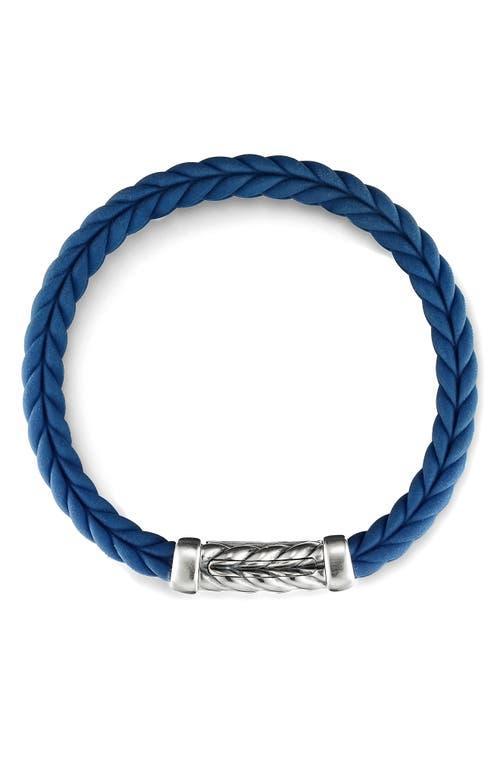 Mens Chevron Bracelet in Black Rubber with Sterling Silver, 9mm Product Image