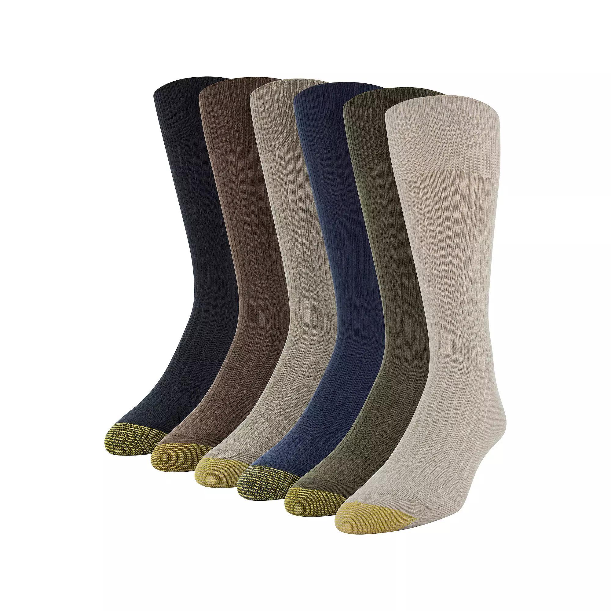 Men's GOLDTOE® 6-Pack Extended Size Stanton Crew Socks, Size: 12-16, Green Product Image