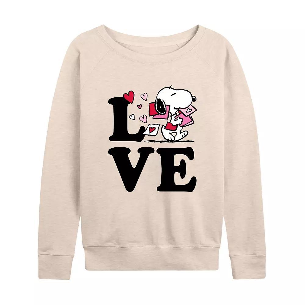 Womens Peanuts Love Snoopy French Terry Long Sleeve Tee Product Image