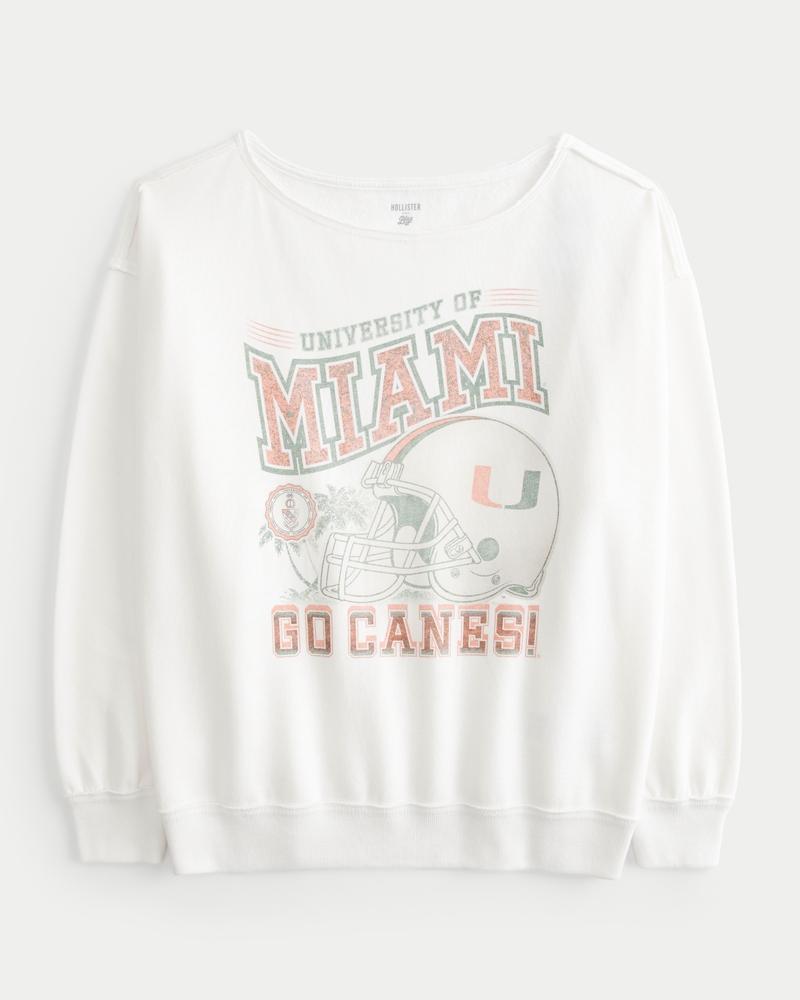 Oversized Off-the-Shoulder University of Notre Dame Graphic Sweatshirt Product Image