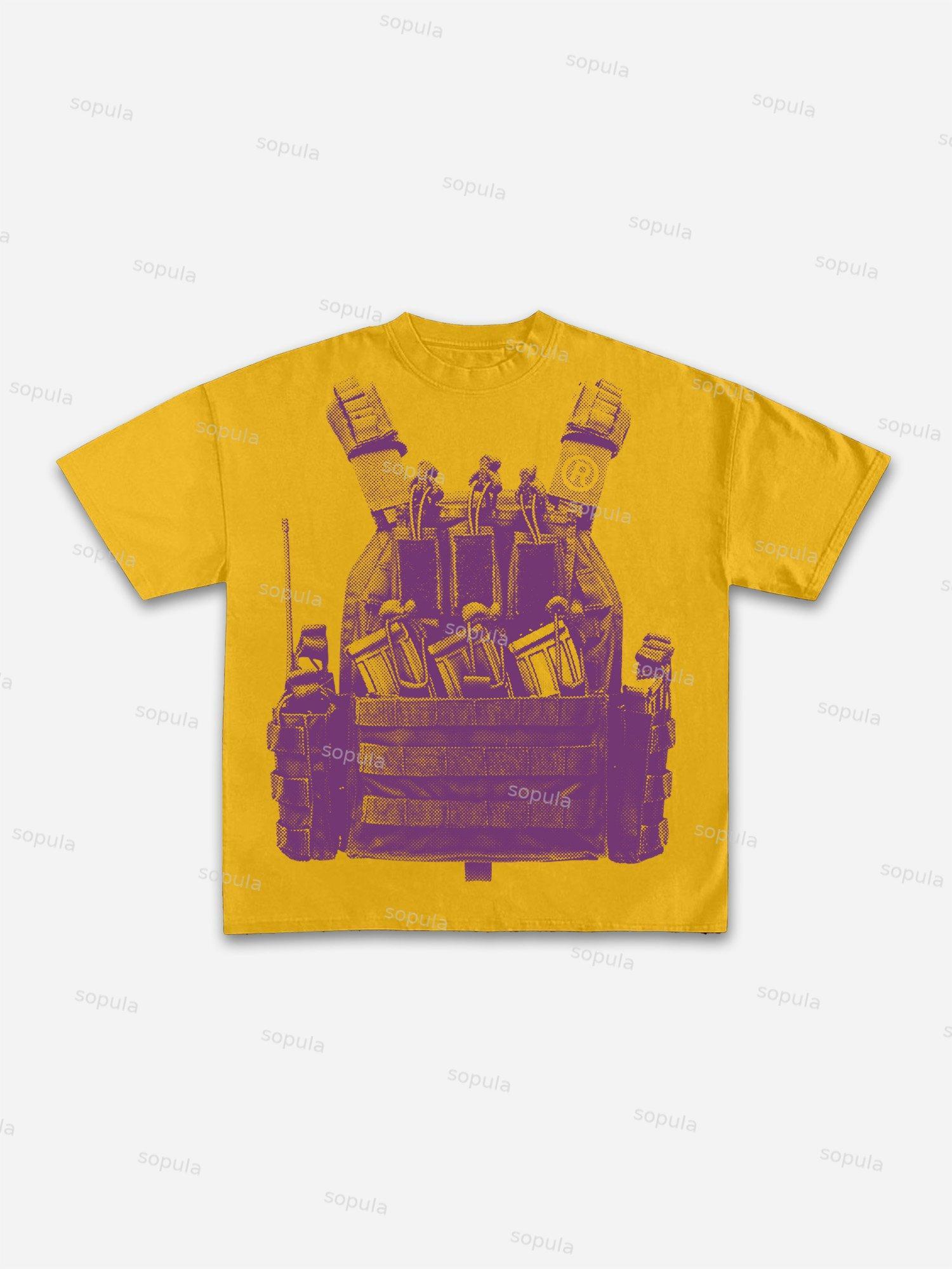 Vintage Locations Body Armor Firearms Graphic Cotton T-shirt Product Image