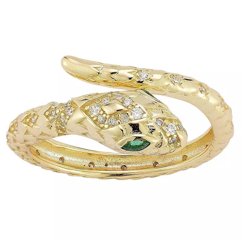 Sunkissed Sterling 14k Gold Over Silver Cubic Zirconia Snake Bypass Ring, Women's, Size: 7, Gold Tone Product Image