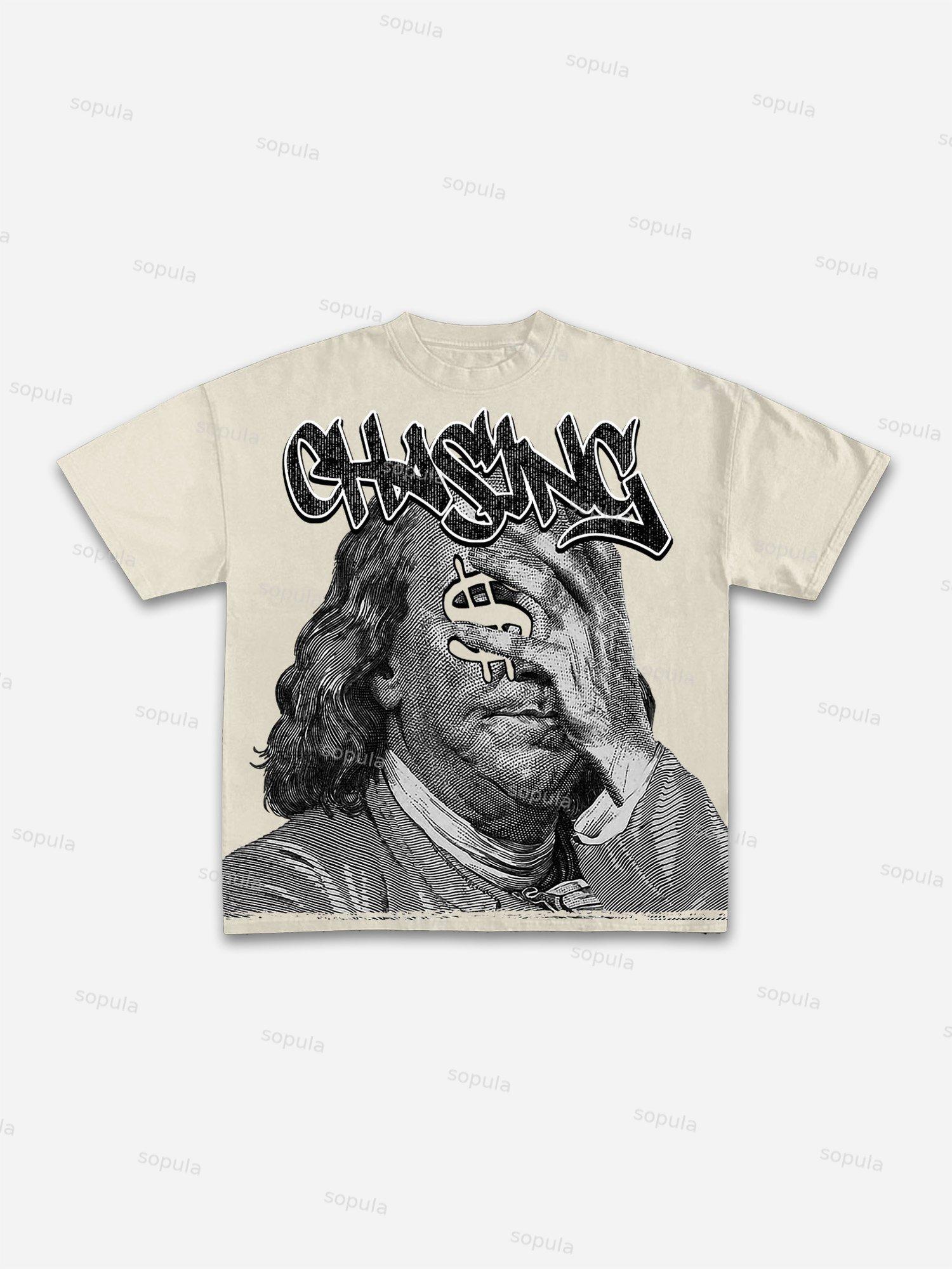 Vintage Chase Money Graphic Print Cotton T-Shirt Product Image