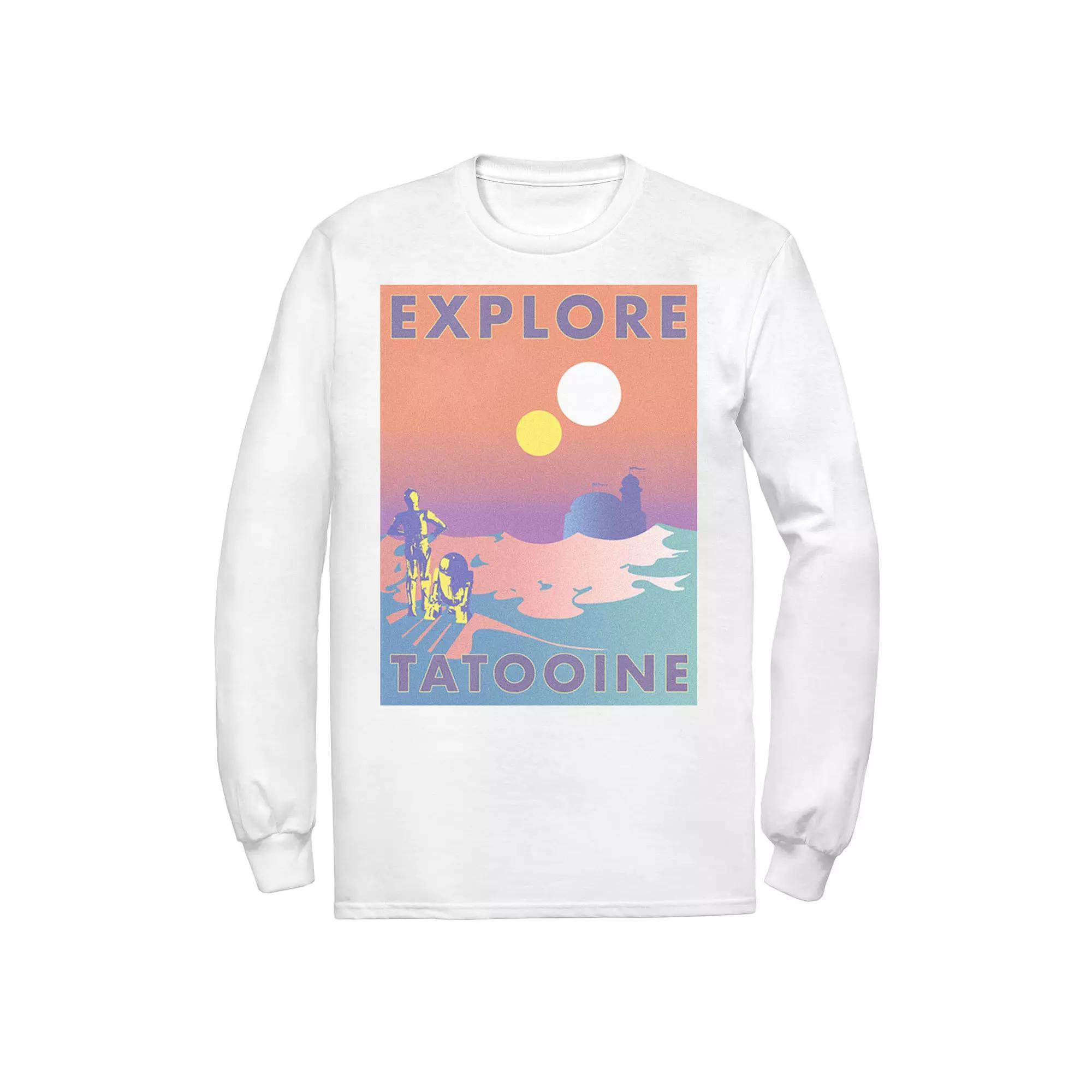 Men's Star Wars Explore Tatooine Faded Retro C-3PO & R2-D2 Poster Tee, Size: XXL, White Product Image
