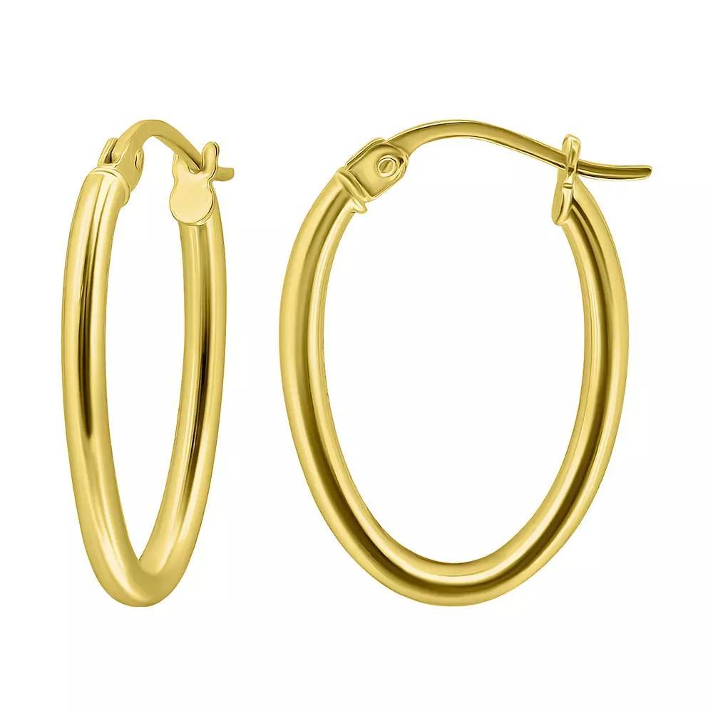 Aleure Precioso Sterling Silver Polished 15 mm Oval Hoop Earrings, Womens Product Image