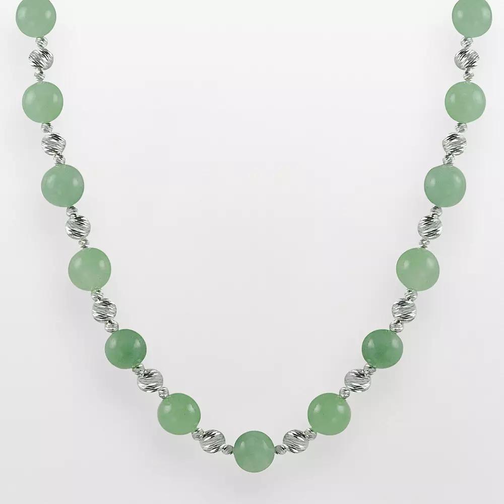 Sterling Silver Jade Bead Necklace, Womens Product Image