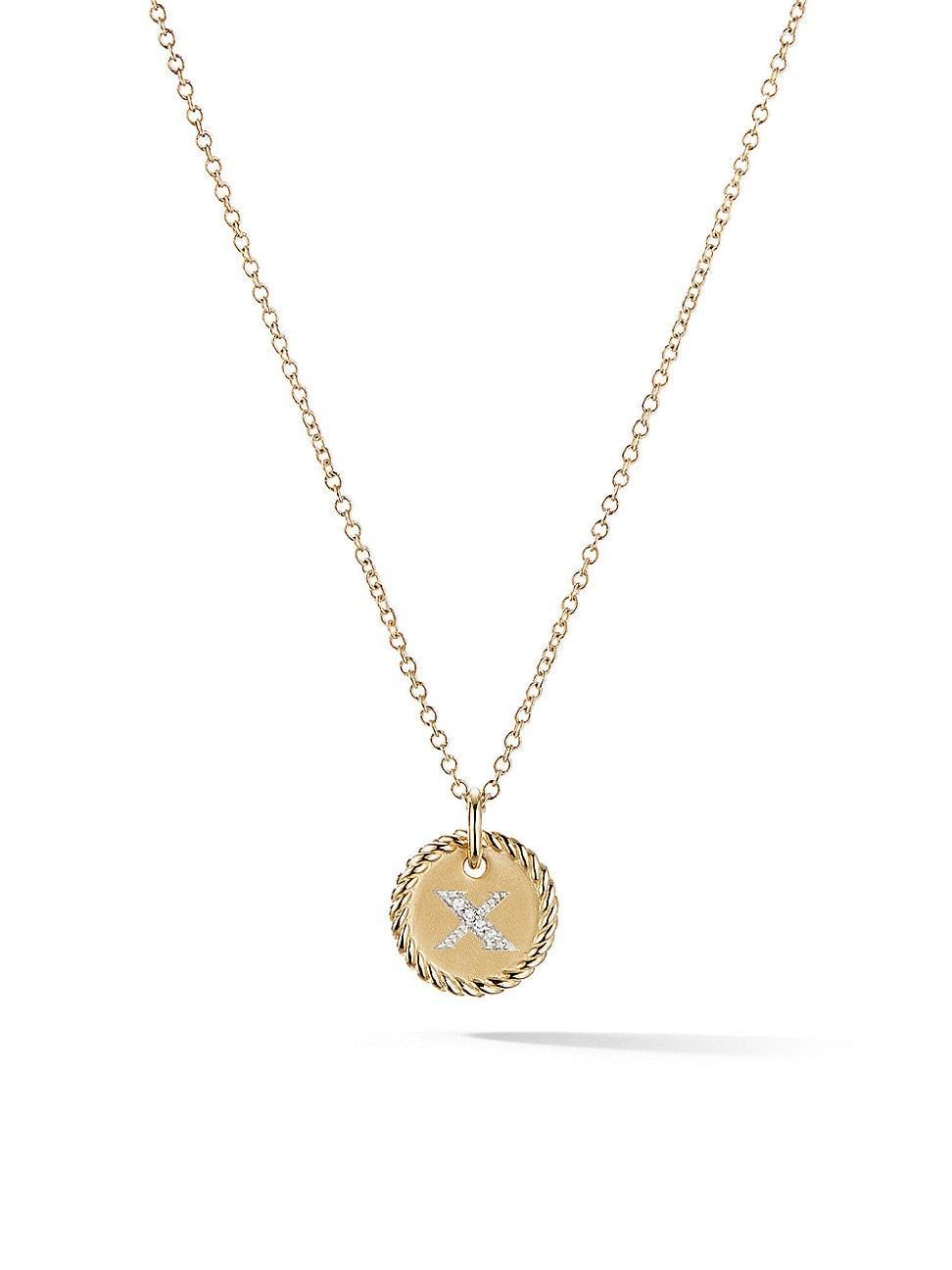 David Yurman Cable Collectibles Initial Pendant with Diamonds in Gold on Chain, 16-18 Product Image