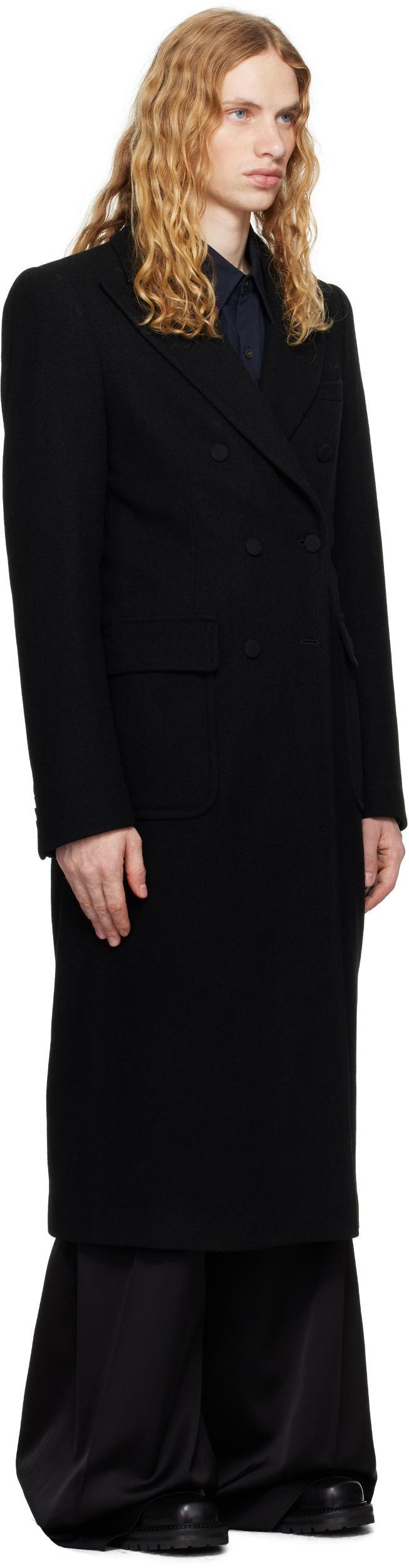 DRIES VAN NOTEN Black Tight Fit Wool Coat In 900 Black Product Image