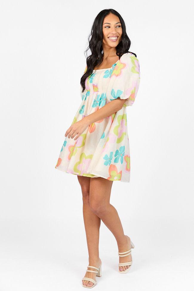 Eternal Blooms Cream Multi Floral Babydoll Dress Product Image