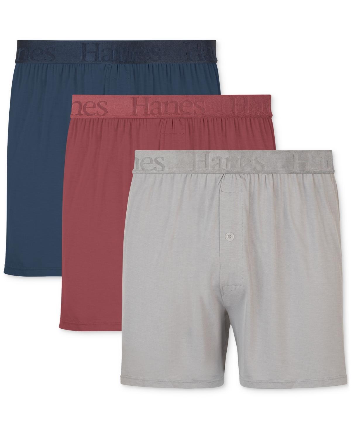 Hanes Originals Ultimate 3-Pack Men's SuperSoft Knit Boxers, Size: Large, Assorted Product Image