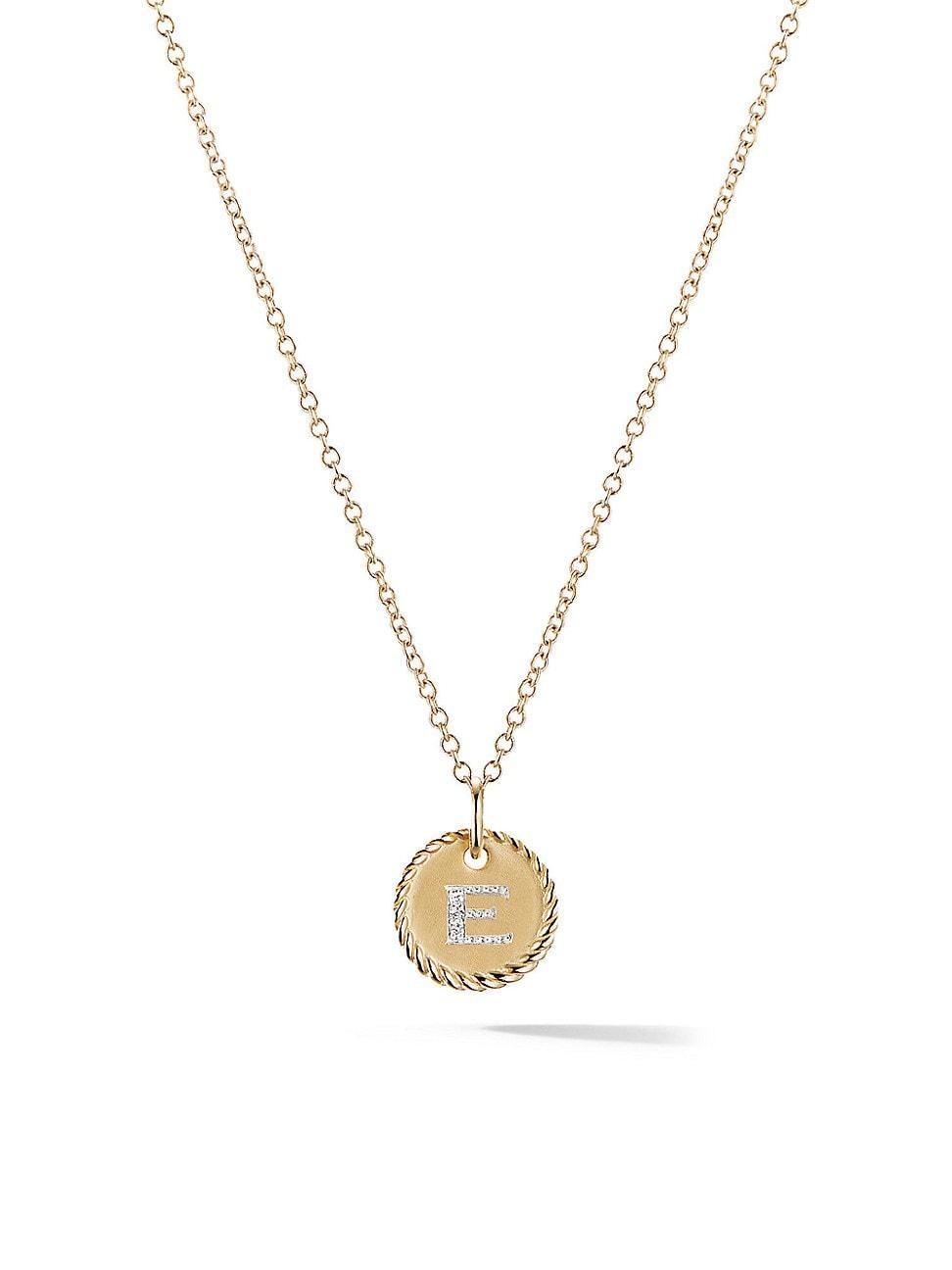 David Yurman Cable Collectibles Initial Pendant with Diamonds in Gold on Chain, 16-18 Product Image