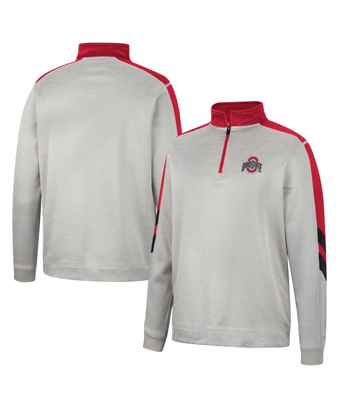 Men's Colosseum Gray/Green Oregon Ducks Bushwood Fleece Quarter-Zip Jacket, Size: XL, Grey Product Image